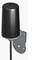 A black external antenna with a metal mounting bracket for wall installation, suitable for wireless communication.