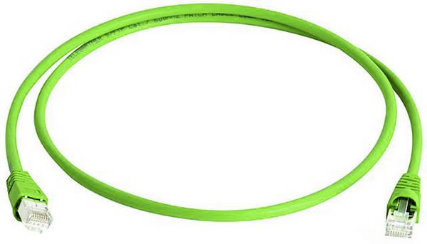Telegärtner 100008463 RJ45 Patch cable CAT 6A S/FTP 3.00 m Green Flame-retardant, incl. detent, Twin shield, double shielding, Halogen-free, UL-approved 3 m