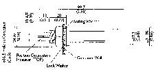 Diagram of a wall penetration with labels for various components such as seals and screws, showing installation details.