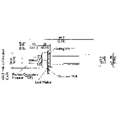 Diagram of a wall penetration with labels for various components such as seals and screws, showing installation details.