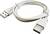 White USB data and charging cable, coiled and photographed against a white background.