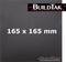 'BuildTak' surface measuring 165 x 165 mm, grey square surface, brand logo in the top right corner.