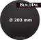 Black round plate with a diameter of 203 mm and the text 'BuildTak'.