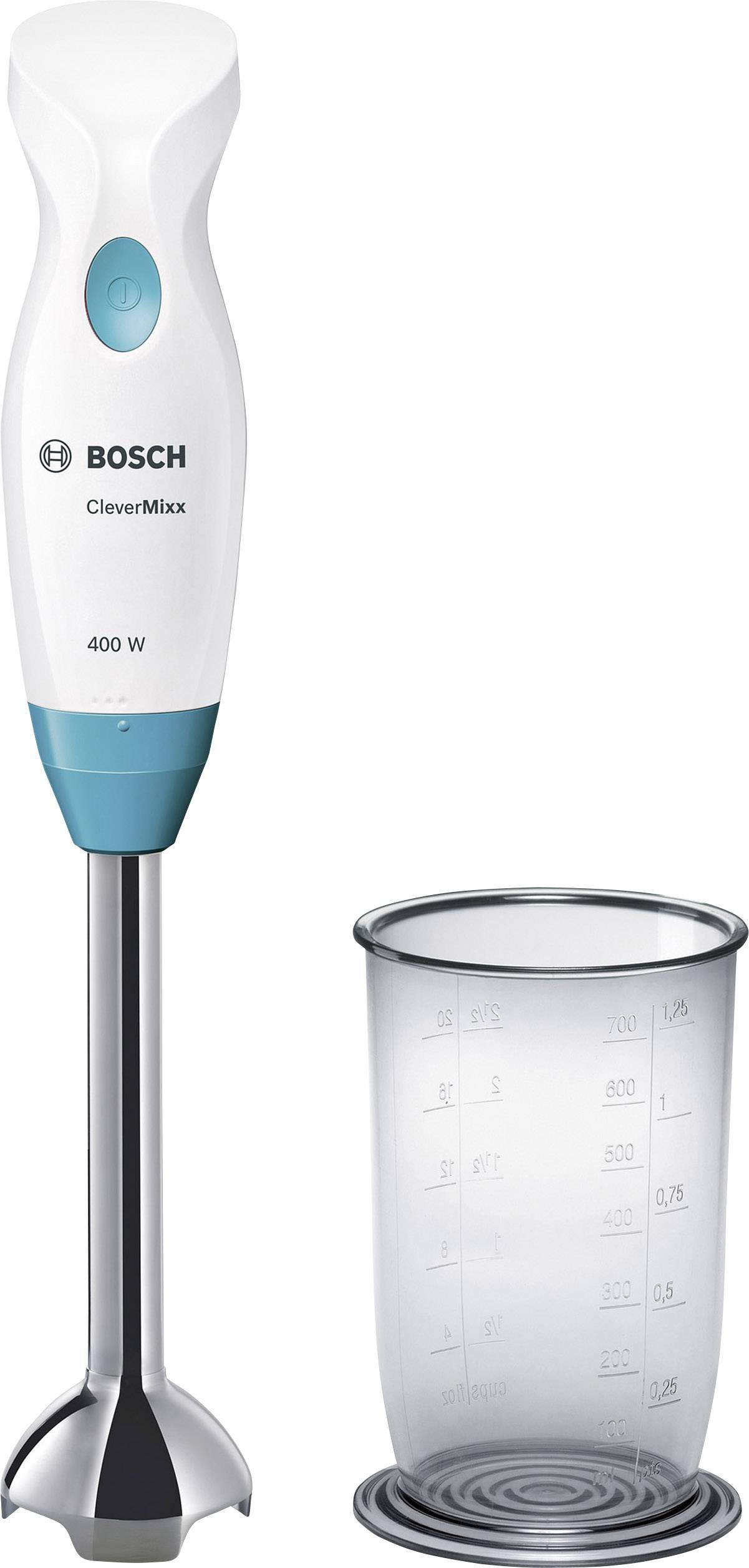 Objector Indgang Astrolabe Bosch Haushalt MSM2410DW Hand-held blender 400 W with mixing jar White,  Light blue | Conrad.com