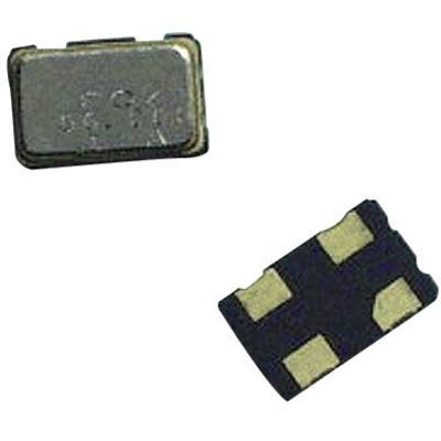 Two surface-mount quartz crystals, tiny rectangular components with metal connections.