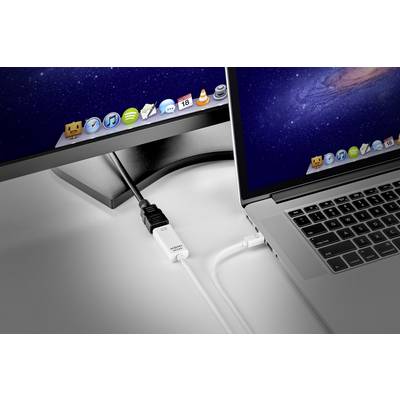 A laptop is connected to an additional monitor. Both screens are displaying similar programmes and applications in the menu bar.