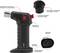 Compact burner with child safety lock, ignition button, and flame and operation switches. Refill valve and viewing window integrated.