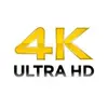 4K Ultra HD logo in yellow and black text, representing high resolution and image quality.
