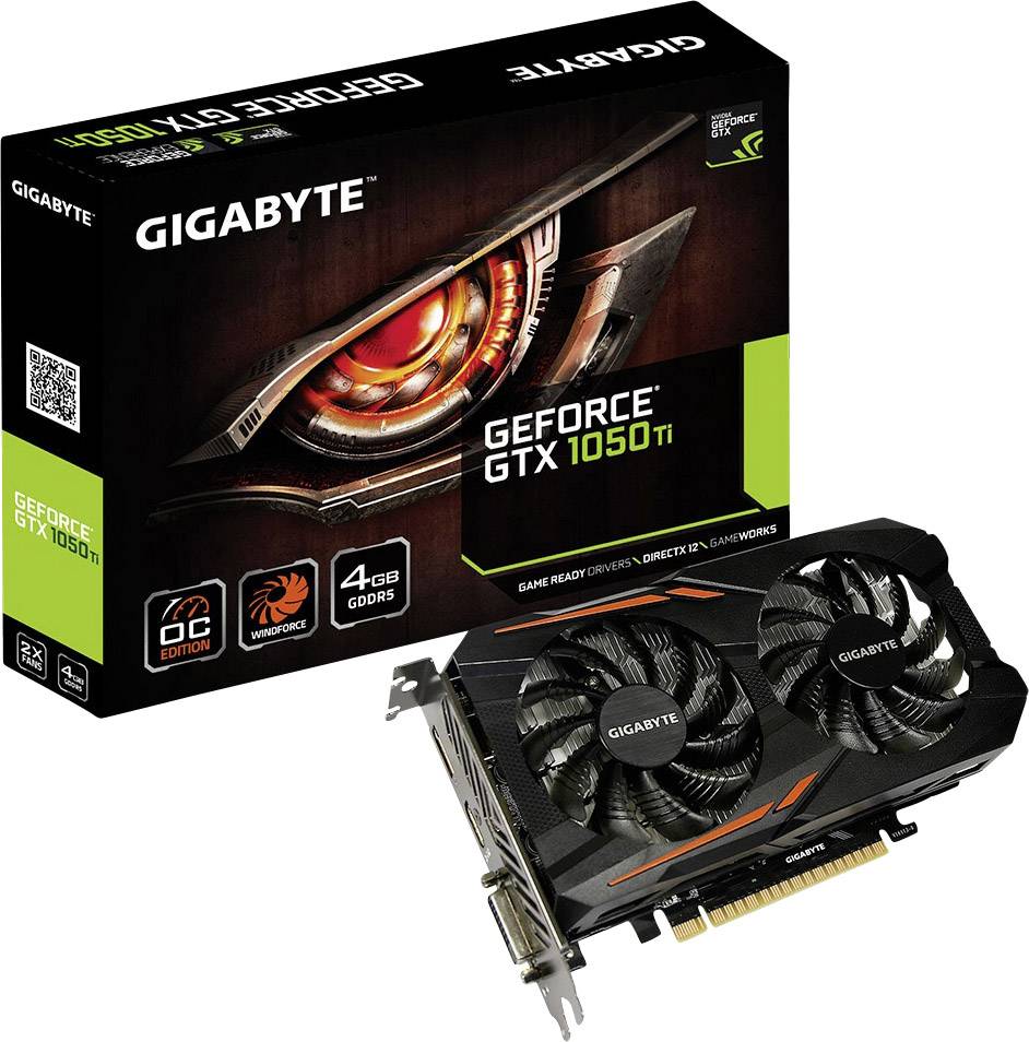 Gigabyte GPU Nvidia GeForce GTX1050 Ti Overclocked 4 GB GDDR5 RAM PCIe x16 HDMI™, DVI, DisplayPort