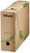A brown archive box with the label 'Esselte eco'. Green graphics with leaves symbolise an environmentally friendly design.