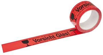 HEAD Self-adhesive high viz tape Text print: Vorsicht Glas (L x W) 60 m x 50 mm PP 66 m