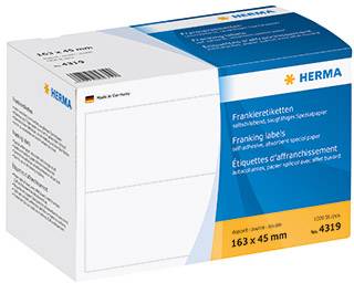 Herma 4319 Franking labels 163 x 45 mm Paper White 1000 pc(s) Permanent adhesive Postage meter