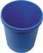 A blue, cylindrical plastic bin without a lid stands vertically.