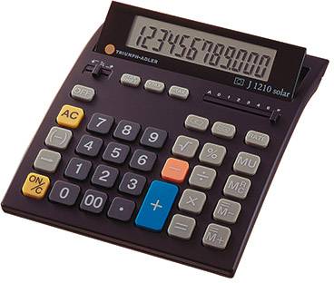 Triumph Adler J 1210 Desk calculator Black Display (digits): 12 solar-powered, battery-powered (L x W x H) 202 x 160 x 35 mm