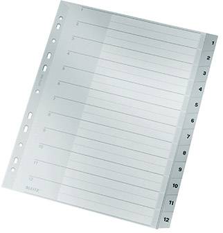 Register with numerical dividers from 1 to 12 for organising documents in a folder.