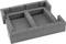 Grey moulded foam with multiple recesses for storing and protecting items. Suitable for tool cases or packaging.