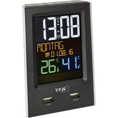Image of TFA Dostmann 60.2537.01 Radio Alarm clock Black Alarm times 1 Large display