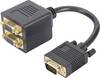 Digitus VGA Y cable VGA 15-pin plug, VGA 15-pin socket, VGA 15-pin socket 0.20 m Black DB-310400-002-S incl. ferrite core, double shielding, Round VGA cable