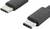 Two USB-C cables in close-up. The connectors are silver with black housing, depicted in a floating position.