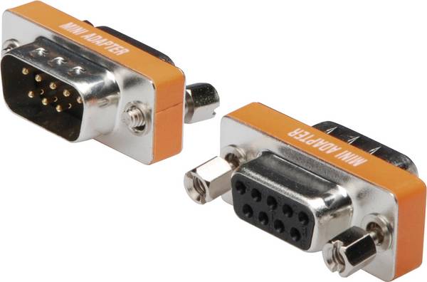 Digitus Series Adapter [1x D-SUB socket 9-pin - 1x D-SUB-plug 9-pin]  Silver, Orange, Black