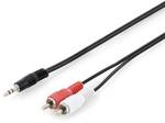Digitus Audio adapter cable, stereo 3.5mm 2 x RCA plug/plug, 2.5 m, long, 2x 0.10/10, black