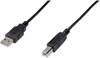 Digitus USB cable USB 2.0 USB-A plug, USB-B plug 1.00 m Black Round, double shielding AK-300105-010-S