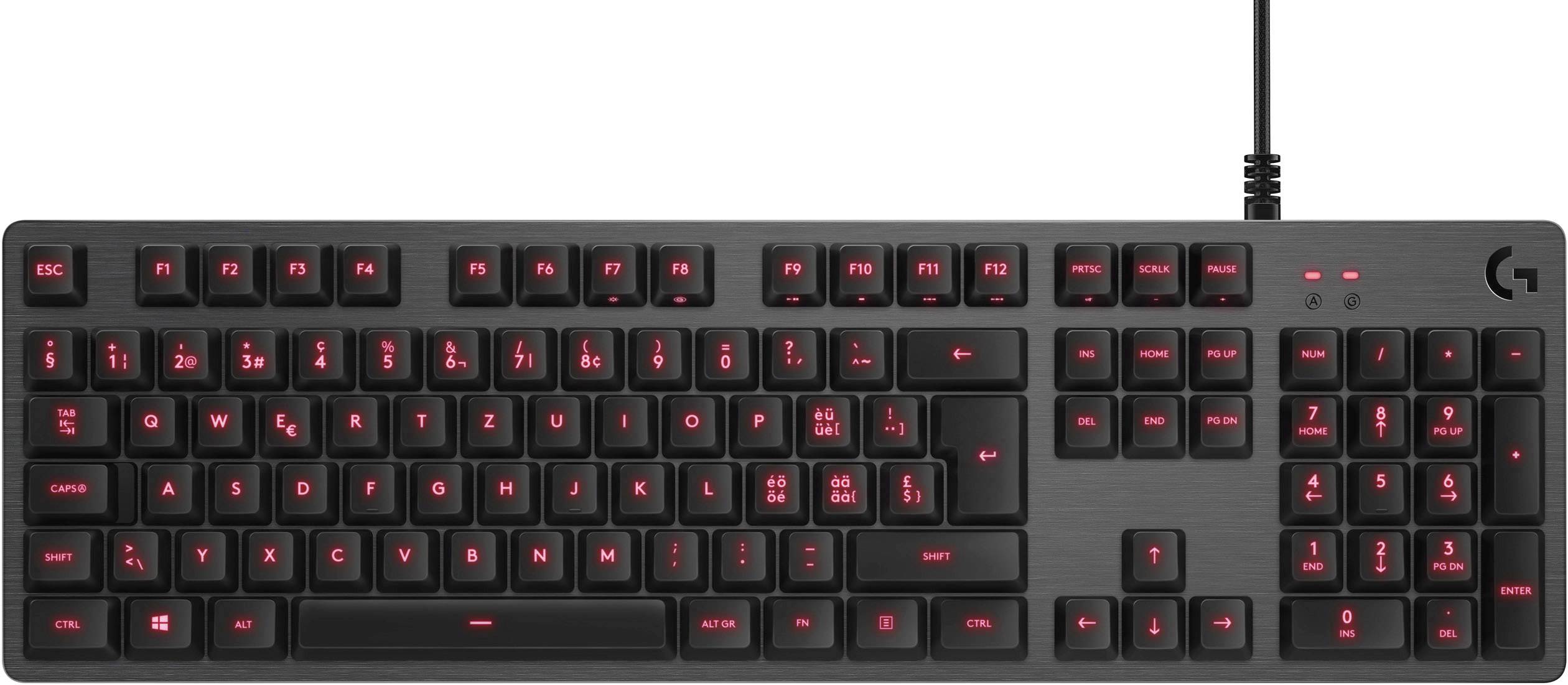 Logitech Gaming G413 USB Gaming keyboard Backlit German, QWERTZ, Windows® Red, Black