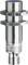 Cylindrical metal induction sensor with thread, two hexagonal nuts and 'DW-AS-603-...' marking on the surface.