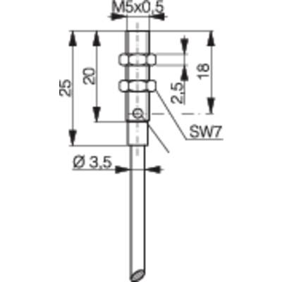 Technical drawing of a component with dimensions: Thread M5x0.5, total length 25 mm, diameter 3.5 mm, hexagon drive SW7, length specifications 20 mm, 18 mm, 2.5 mm.