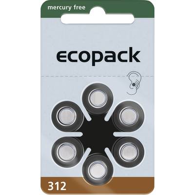 ecopack Button cell ZA 312 1.4 V 6 pc(s) 161 mAh Zinc air ECO312