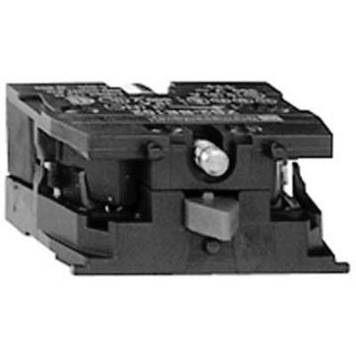 A black, rectangular electrical switch with visible metal components, a central toggle switch, and surrounding labelling.