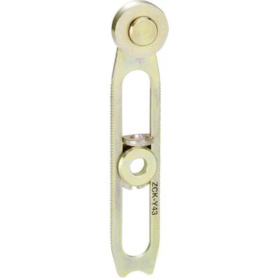Metallic tension or fastening mechanism with screws, a large round disc on top and labelling 'ZGX—Y43' on the side.
