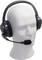 A white mannequin is wearing a black headset with a microphone; focus on the presentation of the headset.