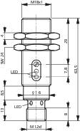Technical drawing of a cylindrical component with precise dimensions and threads, including details of height and width.