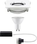 LED recessed light Nova Plus single lamp swiveling IP65 angular 93x93mm 30° GU10 7W 230V 2700K white matt, chrome