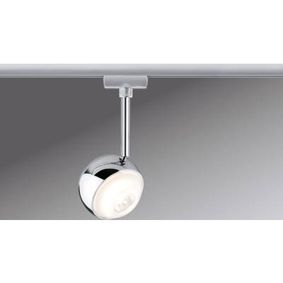 Modern ceiling light with metallic, rotatable spotlight. Simple design, adjustable orientation, suitable for focused lighting.