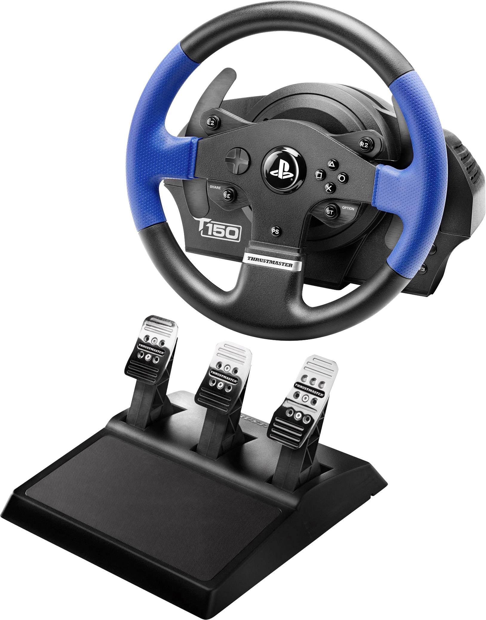 Thrustmaster T150 Pro Force Feedback + T3PA Steering wheel USB 2.0 PlayStation 3, PlayStation 4, PC Black/blue incl. foot pedals