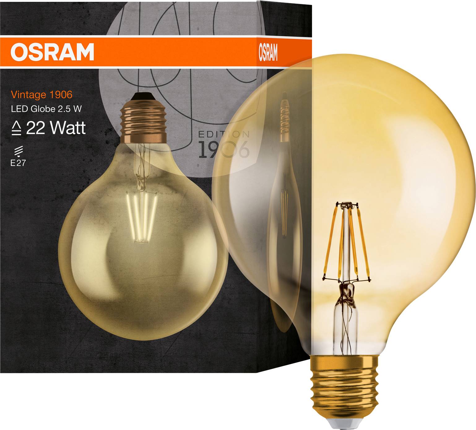 OSRAM 4058075808980 LED (monochrome) EEC F (A - G) E-27 Globe shape 2.5 W = 22 W Warm white (Ø x L) 124 mm x 168 mm 1 pc-4