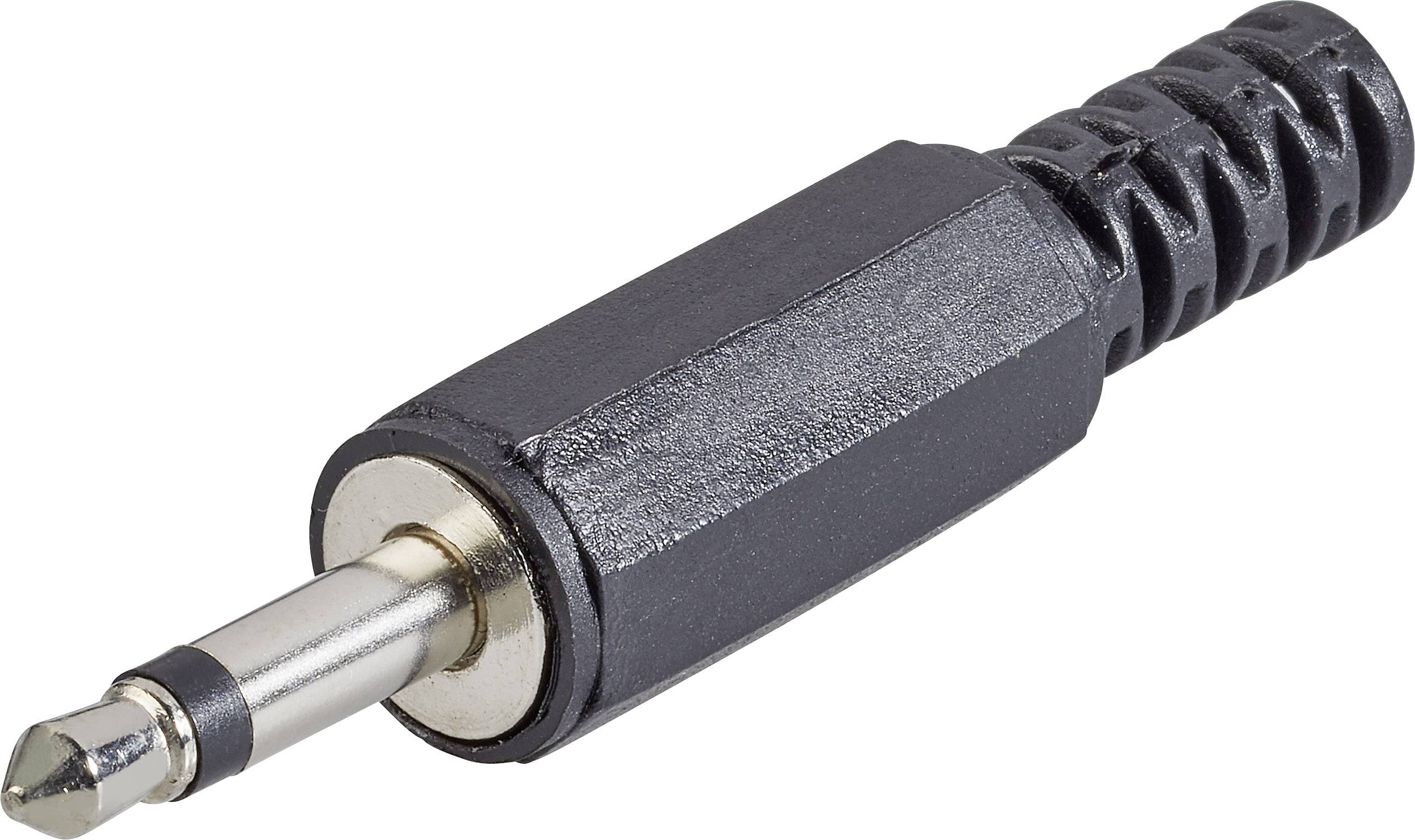 TRU COMPONENTS 1559792 3.5 mm audio jack Plug, straight Number of pins: 2 Mono Black 1 pc(s)