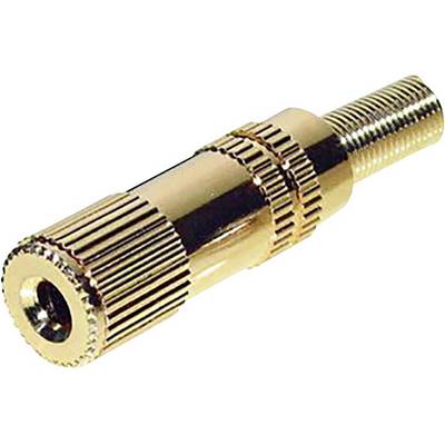 A metal plug with a ridged surface and thread, used for connecting electrical cables and devices.