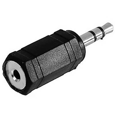 A black audio adapter with a 3.5mm plug. The adapter enables connection between devices with different audio ports.