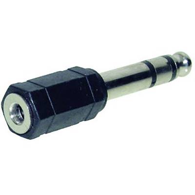 'Adapter from 3.5 mm jack to 6.35 mm jack', shows a metal plug with a black plastic casing. Ideal for audio connections.
