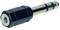 'Adapter from 3.5 mm jack to 6.35 mm jack', shows a metal plug with a black plastic casing. Ideal for audio connections.