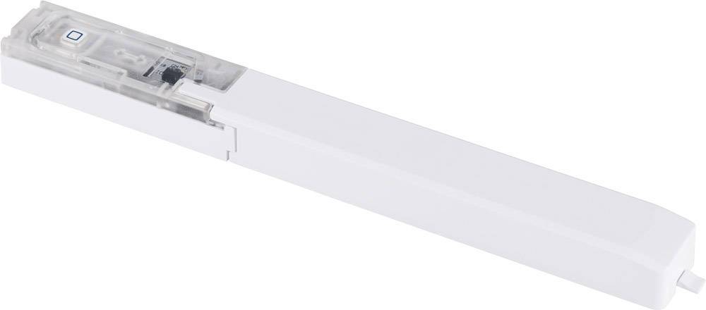 White, rectangular electronic component with a transparent section on top, revealing internal circuitry.