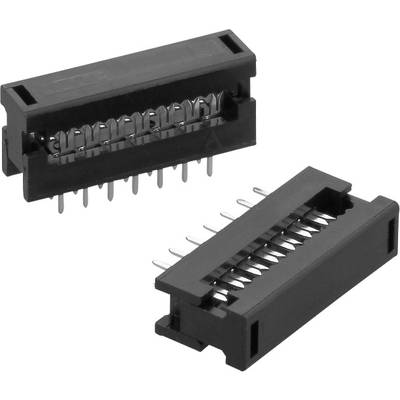 Two black electronic connectors, arranged horizontally, each with multiple metal pins for insertion onto a circuit board.
