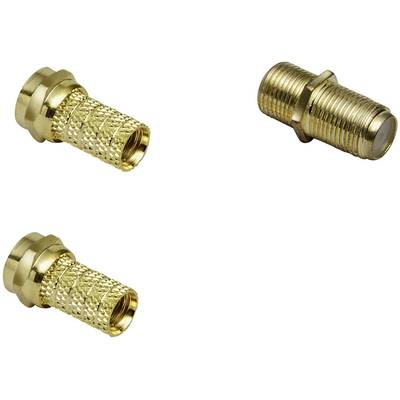 Image of BKL Electronic 0403532 F connector gold-plated Connections: F plug, F socket, F socket, F plug Cable diameter: 7 mm 1 Set
