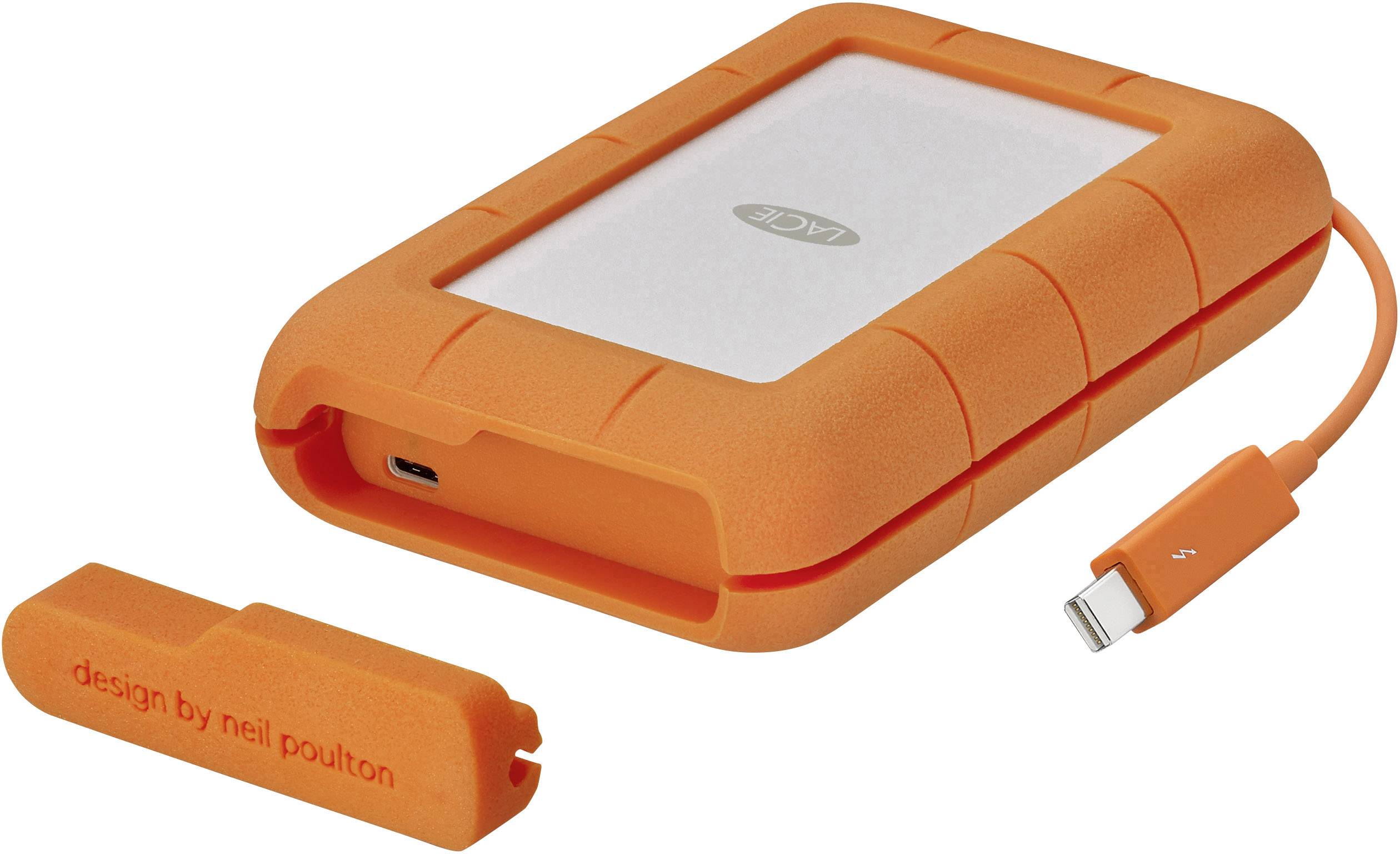LaCie Rugged Thunderbolt 2.5 external hard drive 4 TB Silver, Orange USB-C™, Thunderbolt