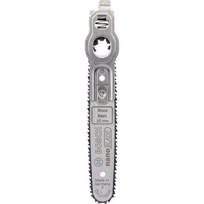 Saw blade for oscillating tools, 50 mm, 'Wood Basic', Bosch brand, Made in Germany, Metallic Grey, with serrated edges.
