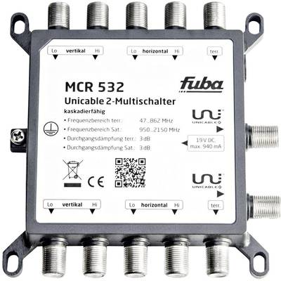 fuba MCR 532 SAT single cable multiswitch 2 Inputs (multiswitches): 5 (4 SAT/1 terrestrial) No. of participants: 32