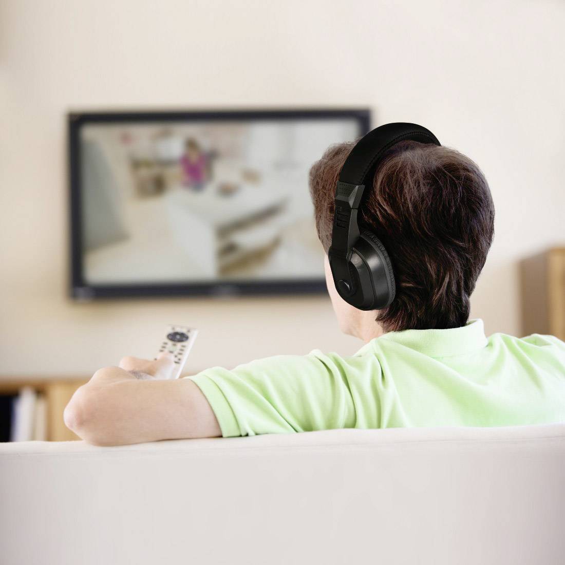 Thomson HED4407 Over-ear headphones Corded (1075100) Stereo Black Remote control TV-1